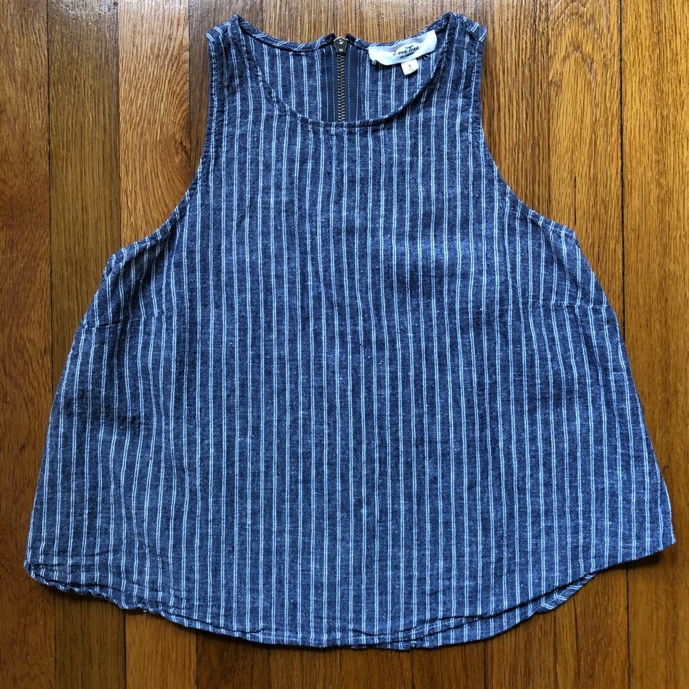 Love Tree Linen Blend Stripped Racerback Tank - Picture 3 of 7